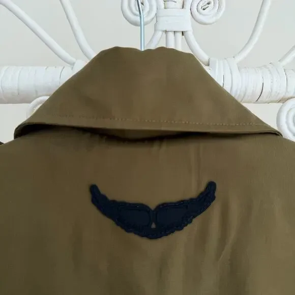 Zadig & Voltaire Trench Coat Medium Green La Parisienne Lyocell Military Belted - Picture 8 of 16